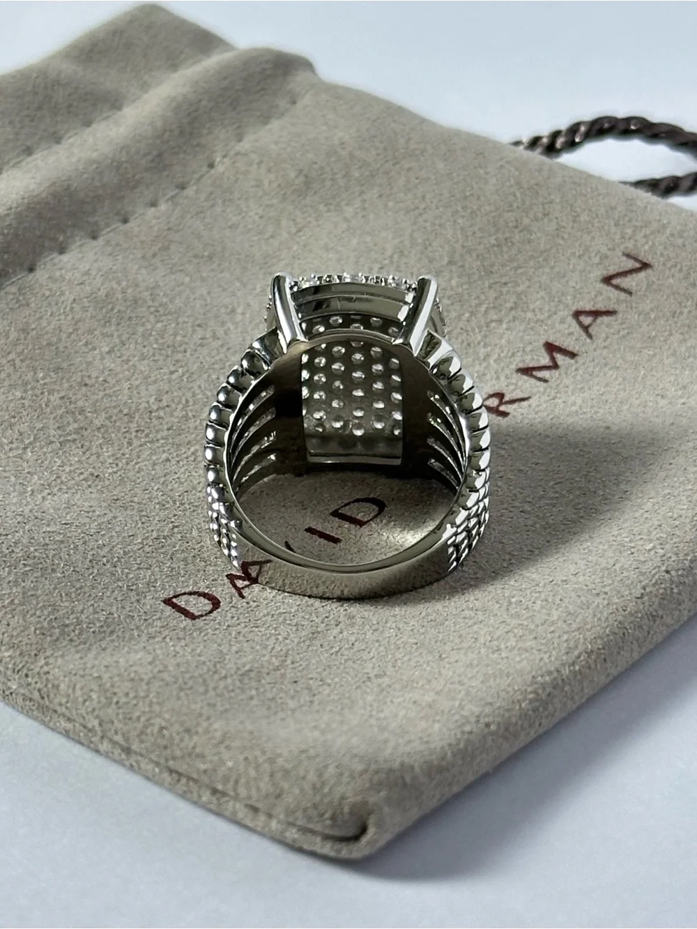 David Yurman Wheaton Sterling Silver Pave Center Dome Ring Size 8